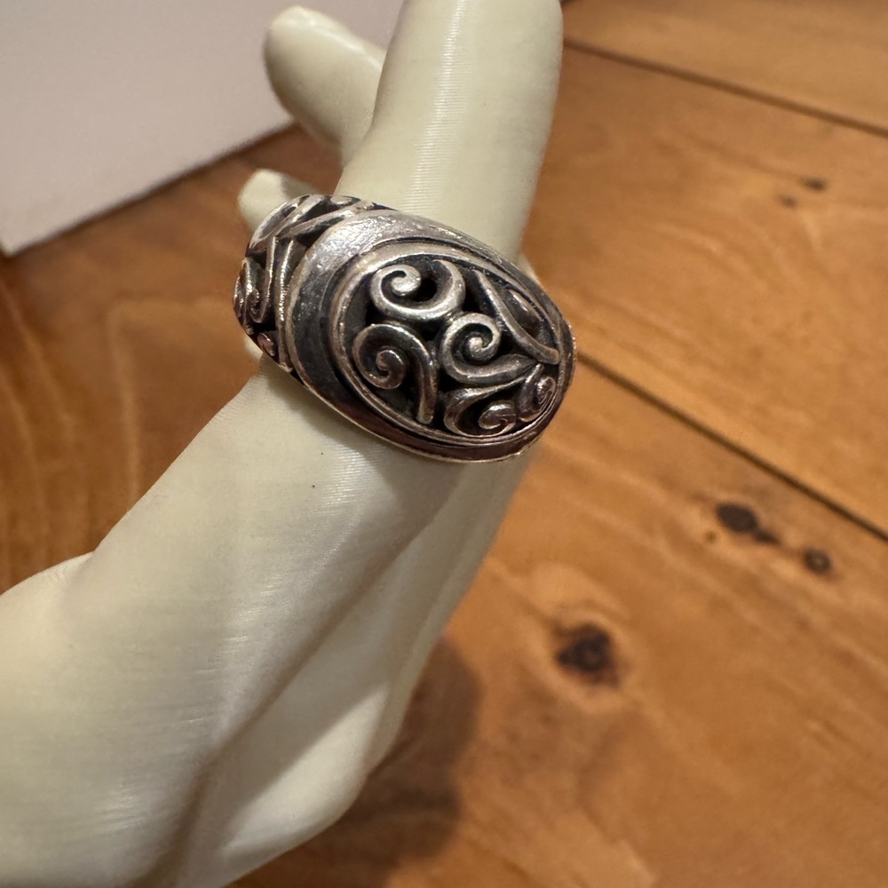 Brighton 925 Sterling Silver Oval Swirl Ring Size 7